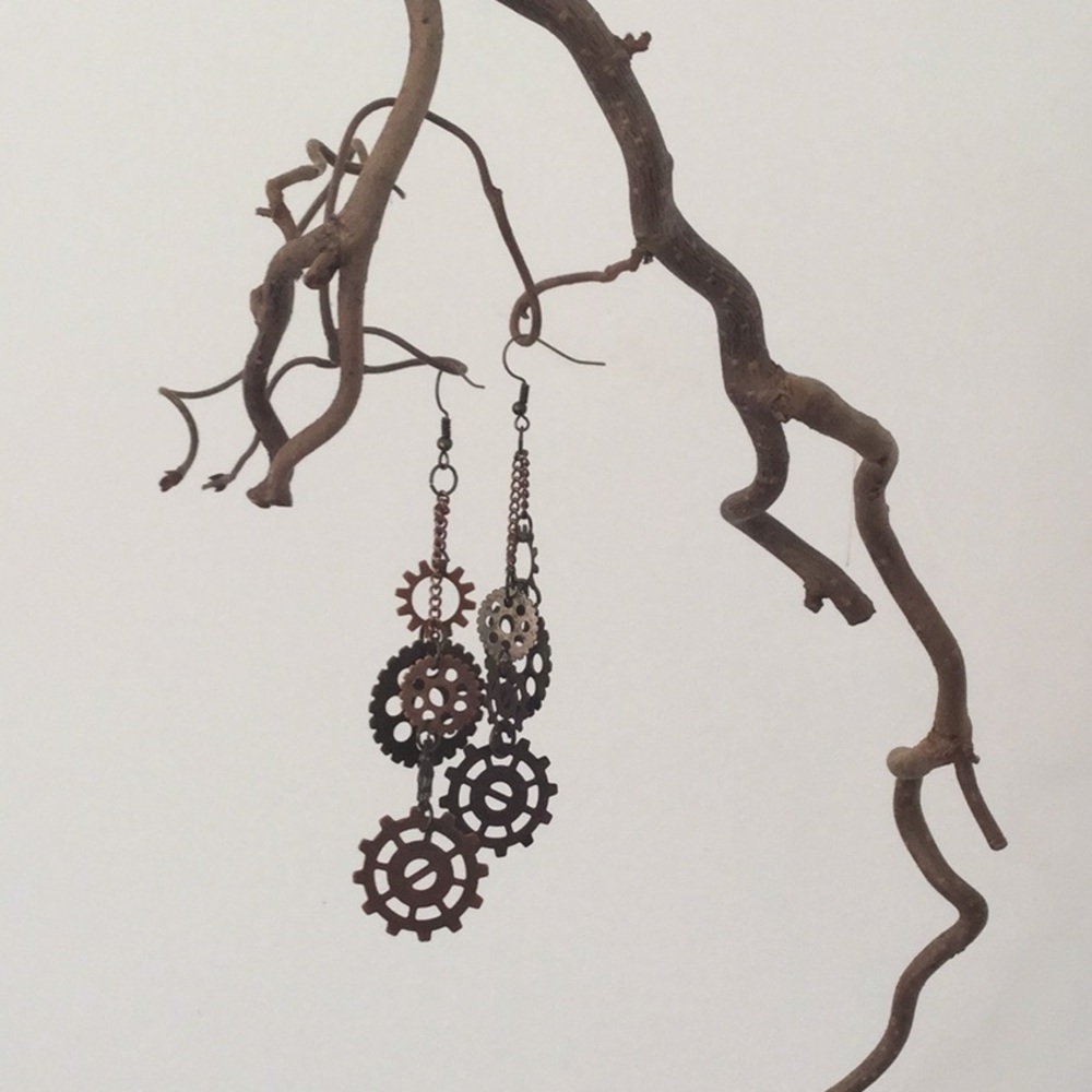 Steampunk Earrings, Unique Earrings, One Of a Kind - Picture 2 of 8